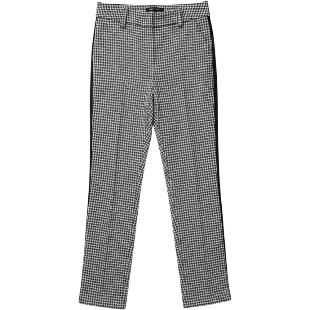 Veronica Beard Houndstooth Side Stripe Cropped Pants Black White Womens Size 2